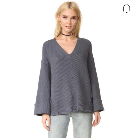 Free People Sweaters - Free People La Brea V-Neck Sweater - Slate